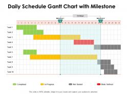 Daily schedule gantt chart with milestone ppt powerpoint presentation summary slide
