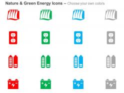 Dam hydro power project battery cells charging ppt icons graphics