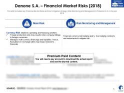Danone sa financial market risks 2018