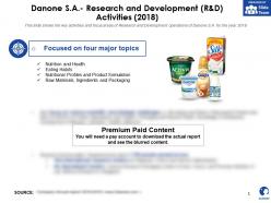 Danone SA Research And Development R And D Activities 2018