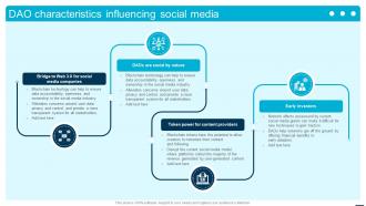 DAO Characteristics Influencing Social Media Introduction To Decentralized Autonomous BCT SS