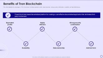 Dapps IT Benefits Of Tron Blockchain Ppt Powerpoint Presentation Ideas Background Designs