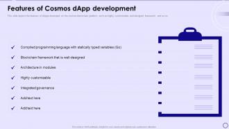 Dapps IT Features Of Cosmos Dapp Development Ppt Powerpoint Presentation Infographics Clipart
