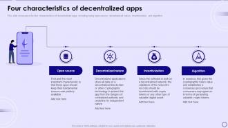 Dapps IT Four Characteristics Of Decentralized Apps Ppt Powerpoint Presentation Portfolio Example
