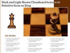 Dark and light brown chessboard boxes with selective focus on king