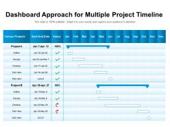 Dashboard approach for multiple project timeline
