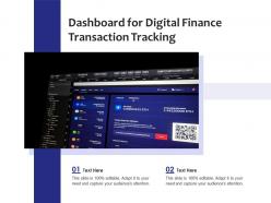 Dashboard for digital finance transaction tracking