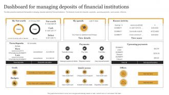 Dashboard For Managing Deposits Of Financial Institutions