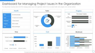 Dashboard for managing project issues in the organization managing project escalations