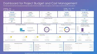 Dashboard For Project Budget And Cost Management