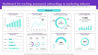 Dashboard For Tracking Automated Onboardings In Marketing Industry