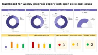 Dashboard For Weekly Progress Report With Open Risks And Issues