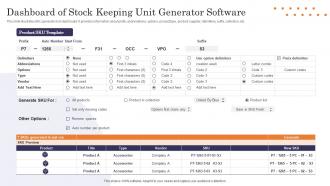 Dashboard Of Stock Keeping Unit Generator Software