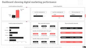 Dashboard Showing Digital Marketing Performance Brand Promotion Plan Implementation