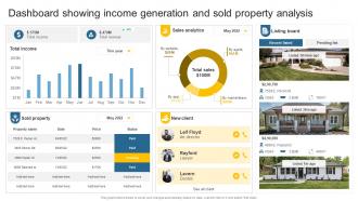Dashboard Showing Income Generation And Leveraging Effective CRM Tool In Real Estate Company