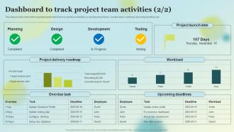 Dashboard To Track Project Team Activities Stakeholders Involved In Project Coordination Good Slides