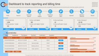 Dashboard To Track Reporting And Billing Time Deploying Digital Invoicing System