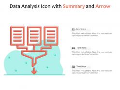 Data analysis icon with summary and arrow