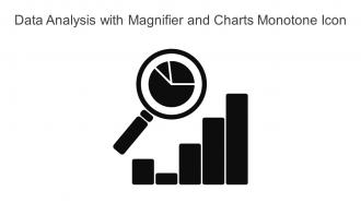 Data Analysis With Magnifier And Charts Monotone Icon In Powerpoint Pptx Png And Editable Eps Format