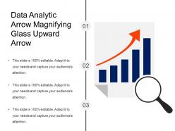 Data analytic arrow magnifying glass upward arrow
