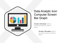 Data analytic icon computer screen bar graph