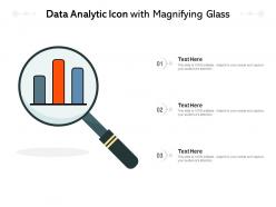 Data analytic icon with magnifying glass