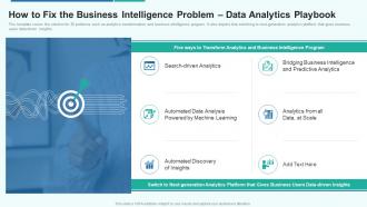 Data analytics playbook how to fix the business intelligence problem data analytics playbook