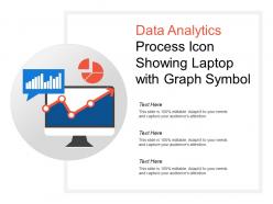Data analytics process icon showing laptop with graph symbol