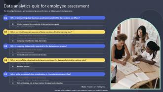 Data Analytics Quiz For Employee Assessment Guide For Training Employees On AI DET SS