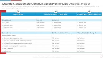 Data Analytics Transformation Toolkit Management Communication Plan Data Analytics Project