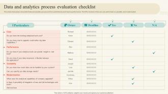 Data And Analytics Process Evaluation Checklist