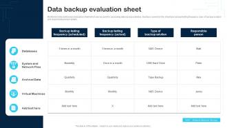 Data Backup Evaluation Sheet Cybersecurity Incident And Vulnerability Response Playbook