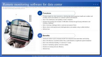 Data Center Technologies IT Remote Monitoring Software For Data Center Ppt Layouts