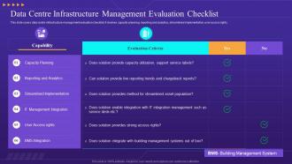 Data Centre Infrastructure Management Evaluation Checklist