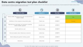 Data Centre Migration Test Plan Checklist