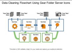 Data cleaning flowchart using gear folder server icons