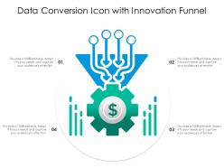 Data conversion icon with innovation funnel
