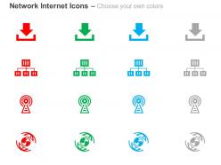 Data download antenna computer hierarchy globe ppt icons graphics