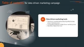 Data Driven Marketing Campaign Table Of Contents MKT SS V