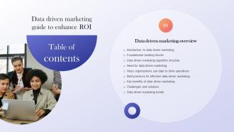 Data Driven Marketing Guide To Enhance ROI For Table Of Contents Ppt Slides Model