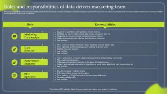 Data Driven Marketing To Enhance Customer Experience Roles And Responsibilities Of Data MKT SS V