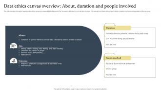 Data Ethics Canvas Overview About Duration And People Involved Ethical Tech Governance Playbook