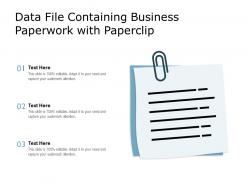 Data file containing business paperwork with paperclip