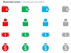 Data folder business man dollar money bag ppt icons graphics