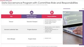 Data Governance Program With Committee Role And Responsibilities