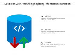 Data icon with arrows highlighting information transition