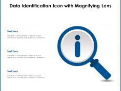 Data identification icon with magnifying lens
