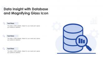 Data insight with database and magnifying glass icon
