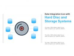 Data integration icon with hard disc and storage systems