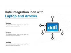 Data integration icon with laptop and arrows